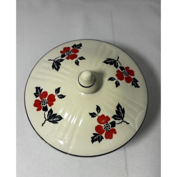 Vintage Hall's Superior Quality Kitchenware Red Poppy Drip Jar Storage With Lid - Picture 3 of 6